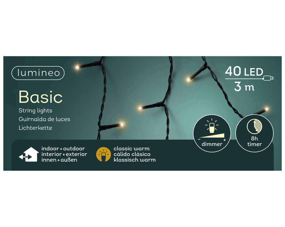 Lumineo Basic - Kerstboomverlichting - 40 - Klassiek warm wit - 300 cm