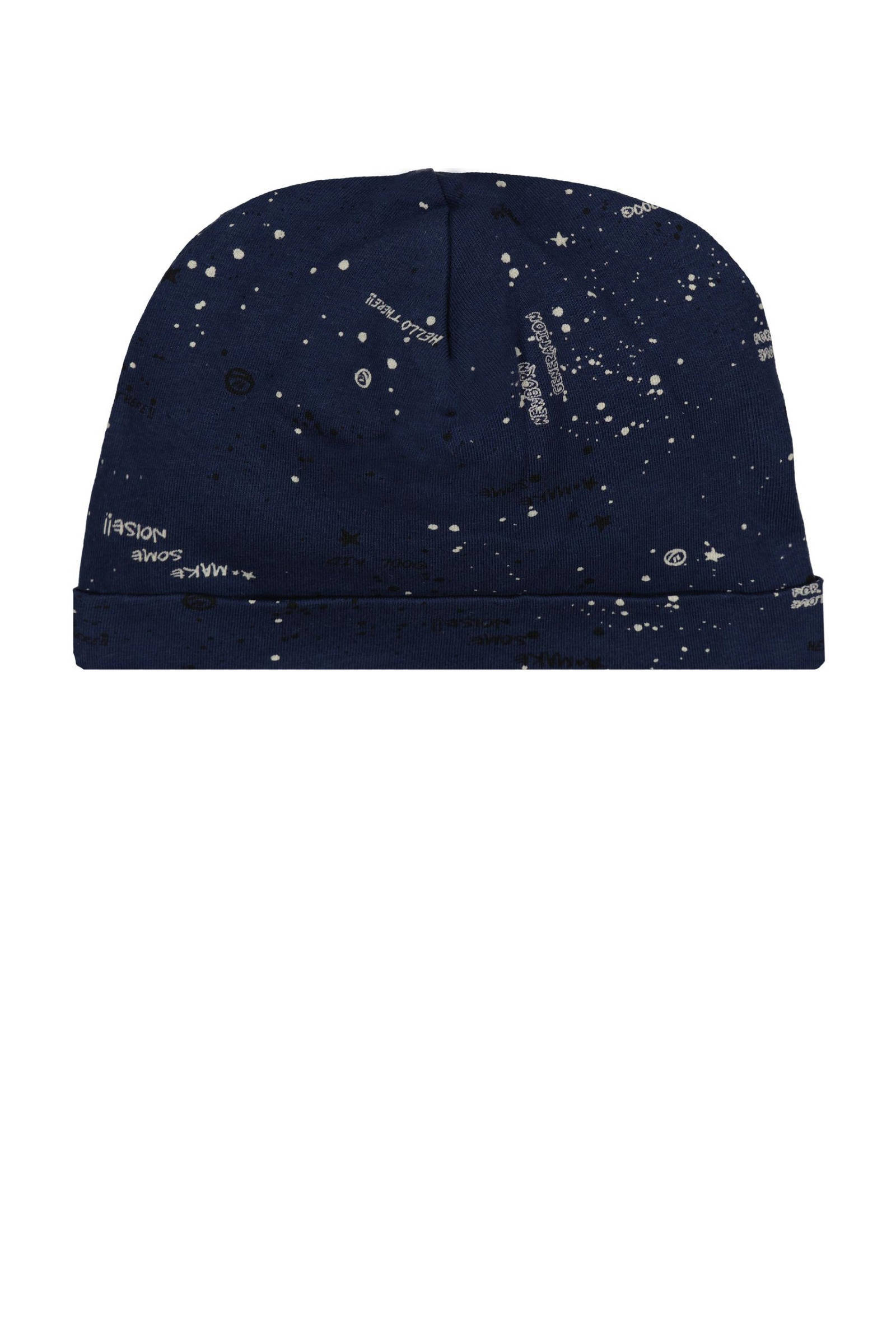 Vingino baby muts Vanjy met all over print donkerblauw