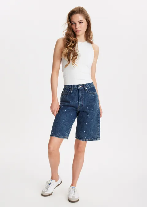 Bermuda short met glitter blauw (BLW.D)