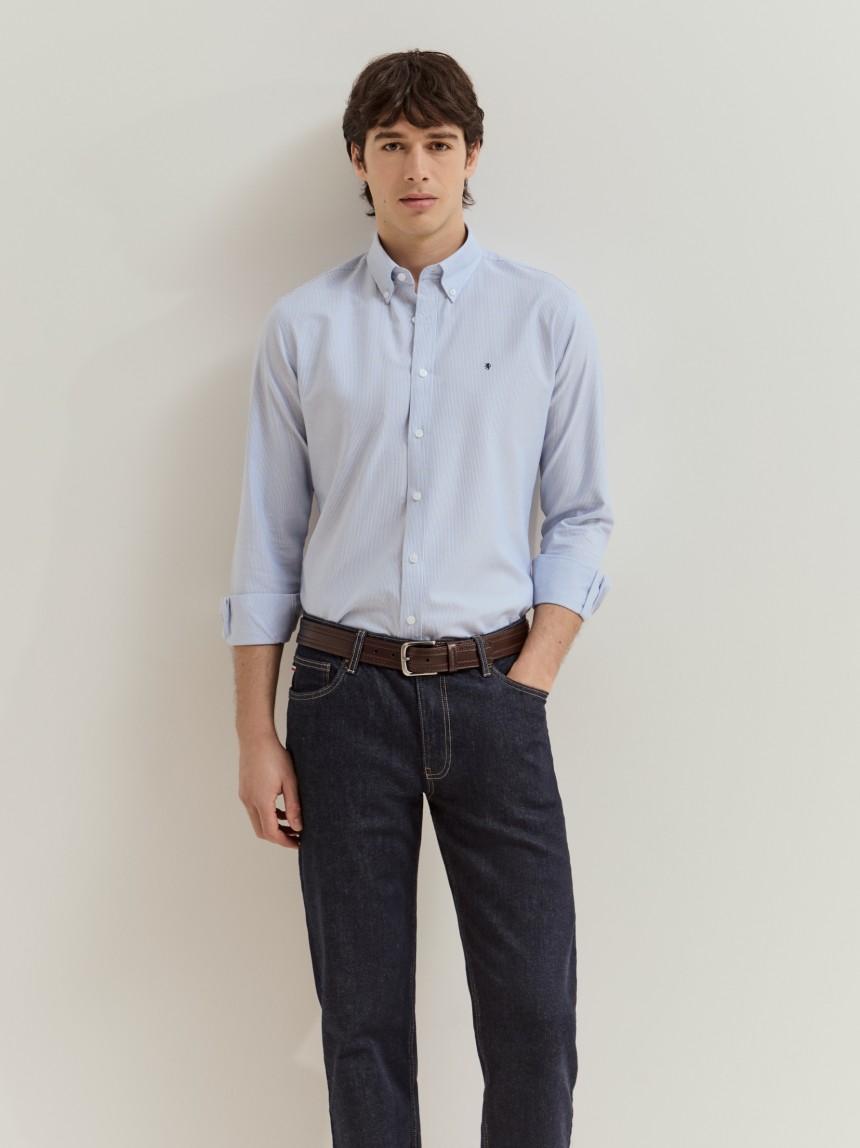 Camisa slim fit em algodão