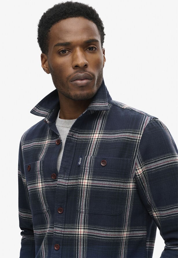 Superdry VINTAGE CHECK OVERSHIRT Boseman check navy