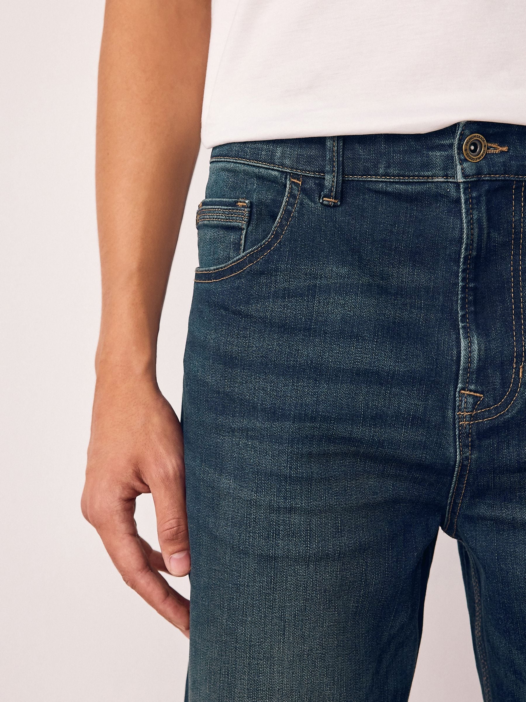 Indigoblauw - Straight fit - Authentieke stretch denim jeans