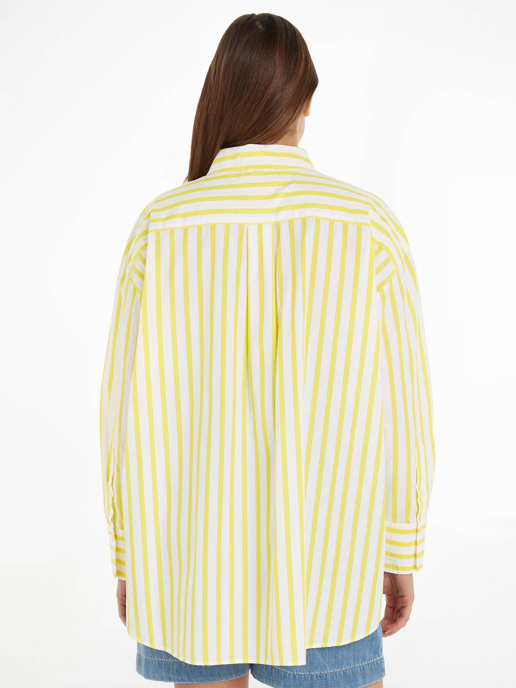 Tommy Hilfiger| Damen Hemdbluse STRIPED ICON OVERSIZED SHIRT aus Bio-Baumwolle