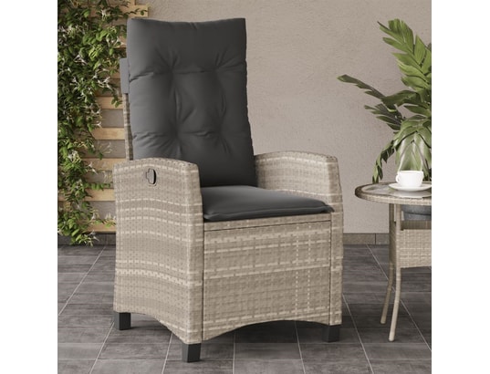 VIDAXL - Chaise inclinable de jardin coussins gris clair résine tress...