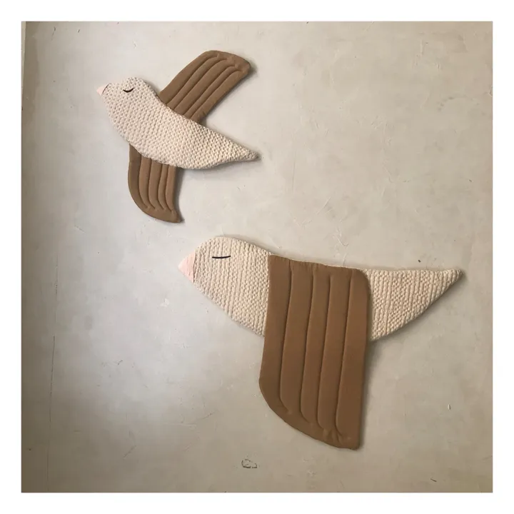 Ila y Ela Oiseau décoratif en lin | Tabac