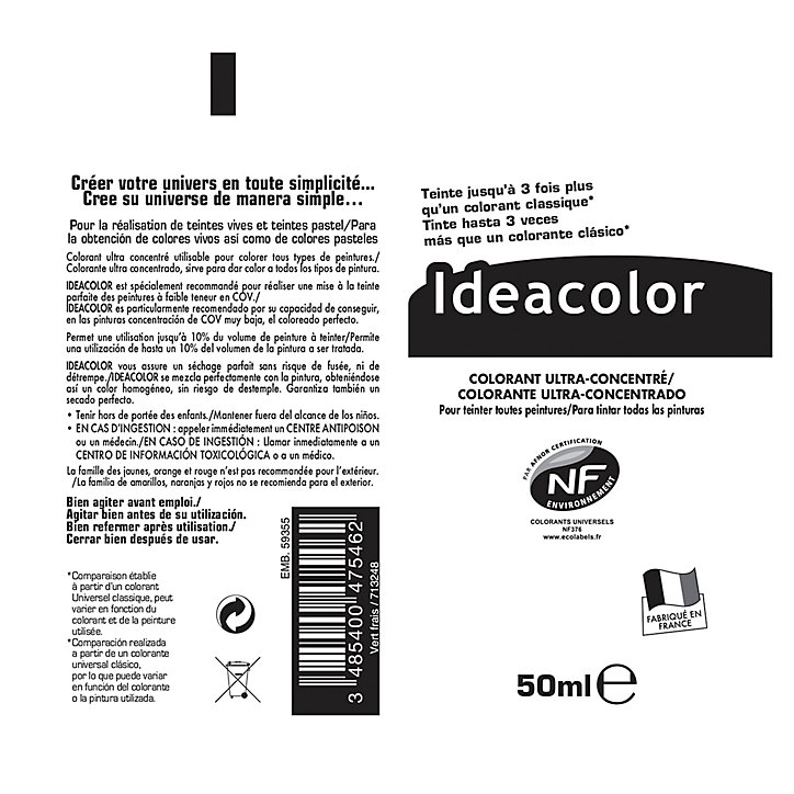 Colorant universel toutes peintures Ideacolor vert frais 50ml