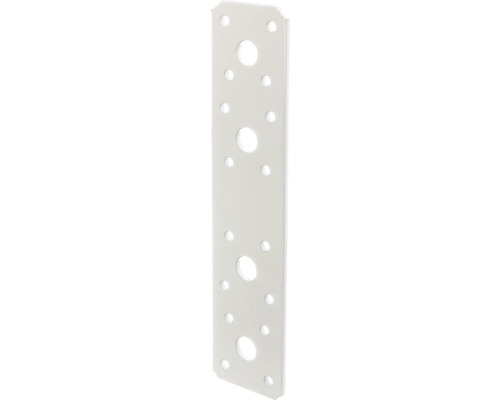 Platte connector 180 x 40 mm, wit met kunststof coating, 1 stuk