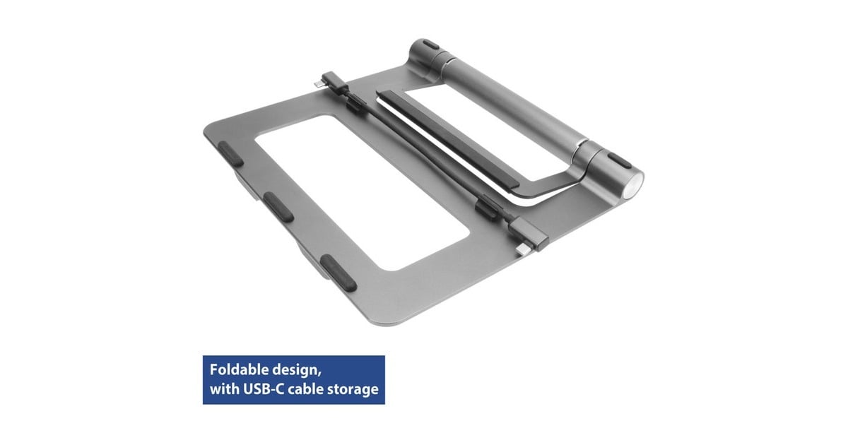 ACT ConnectivityLaptopstandaard met afneembaar USB-C docking station  (Aluminium/grijs)