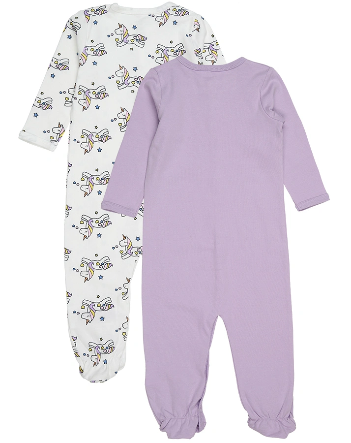 Schlafstrampler NBFNIGHTSUIT LAVENDULA 2er-Pack mit Fuß in weiß/lila