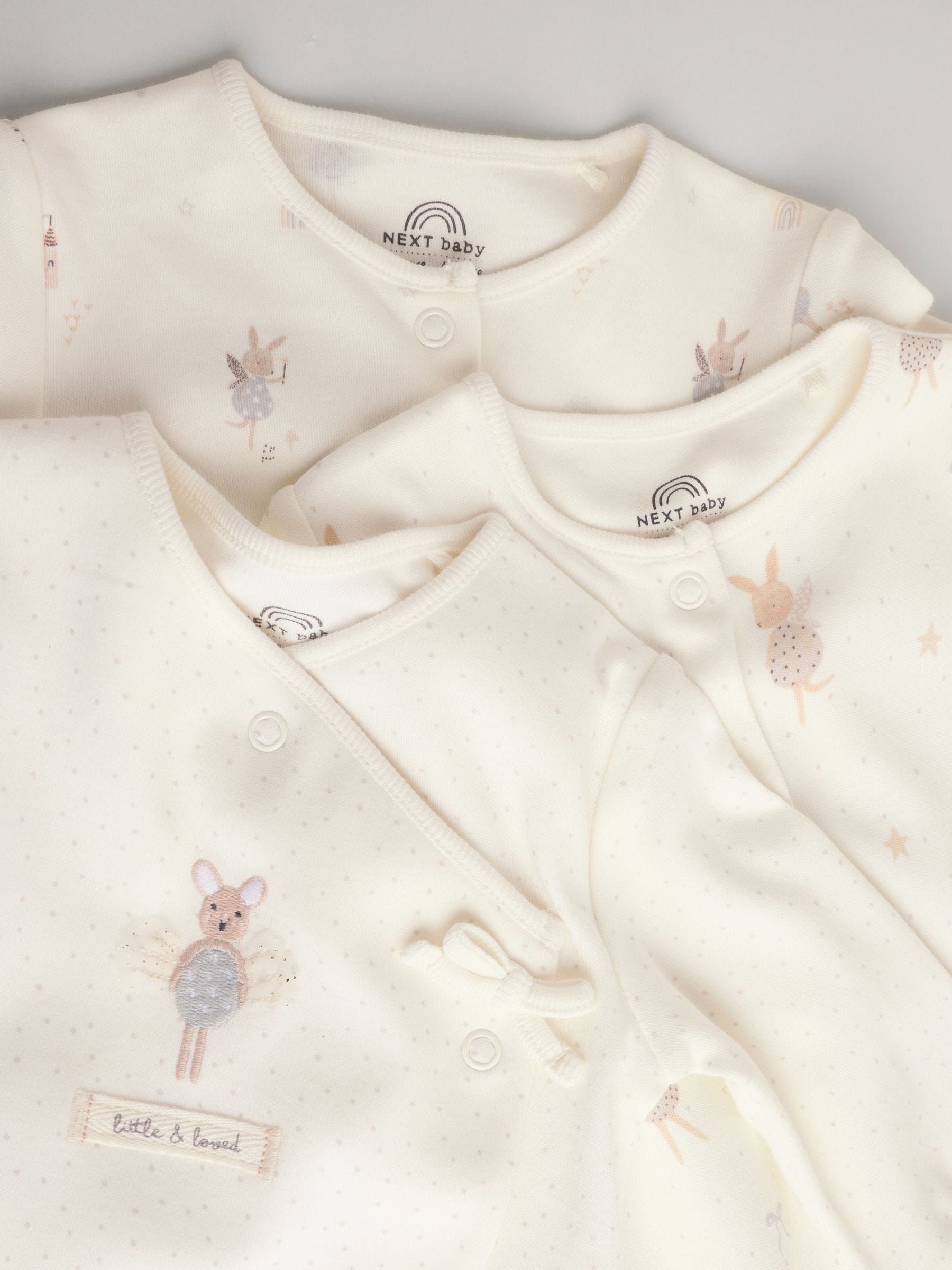 Ecru Fairy Mouse - Set van 3 babypyjama's (0-2jr)