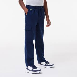 Pantalon cargo en gabardine légère de coton Pantalons & Shorts - Bleu - Lacoste - Garçon
