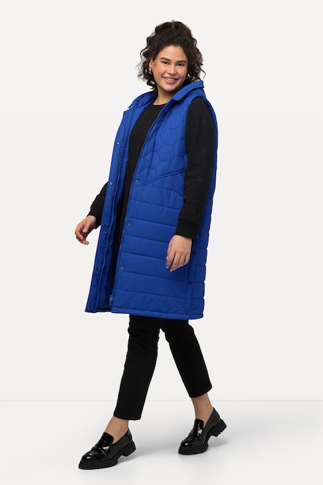 HYPRAR Long-Steppweste, Steppmix, 2-Wege-Zipper, Kapuze