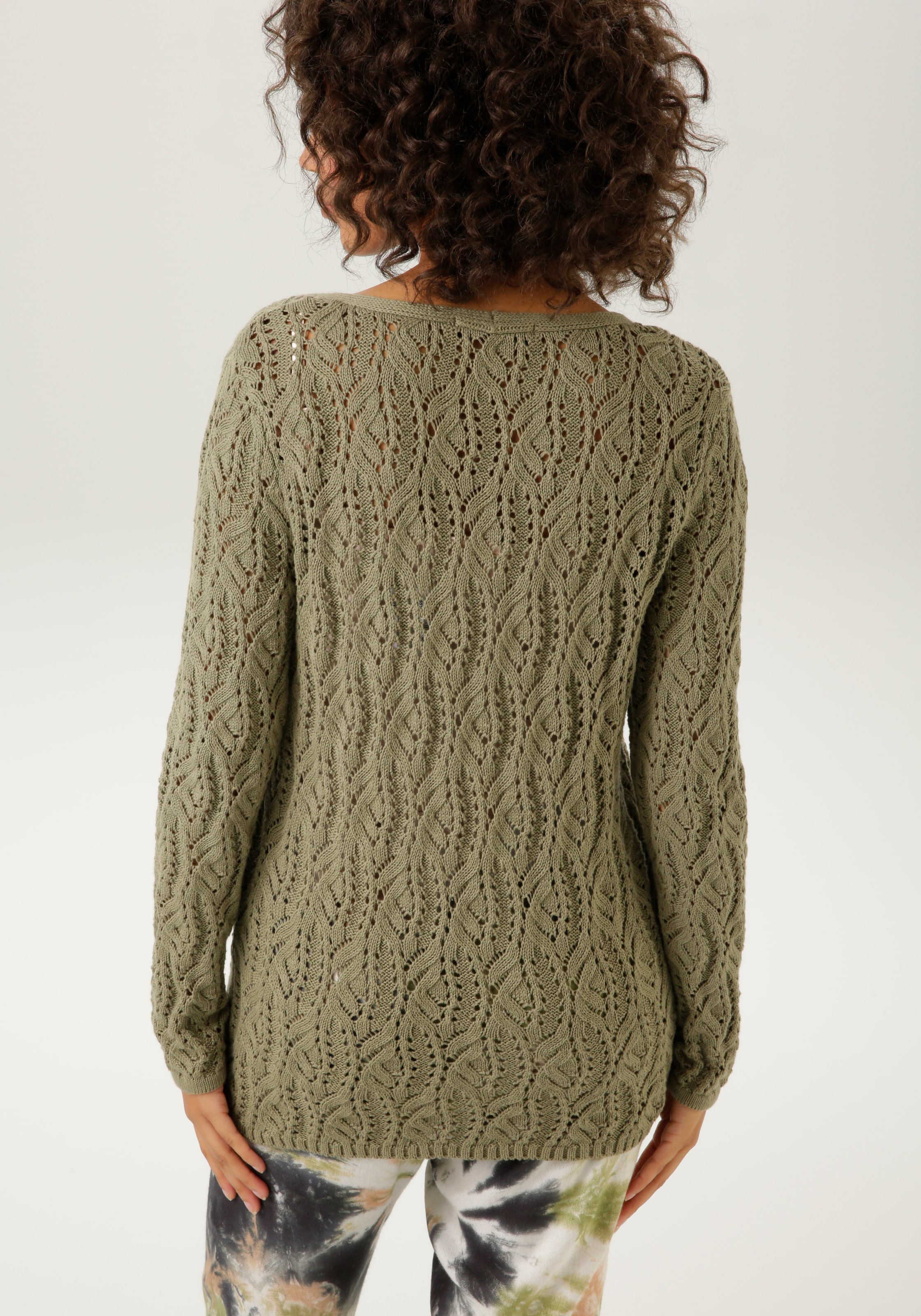 Aniston CASUAL Strickpullover , mit trendigem Ajour-Muster
