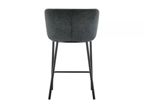 Chaise de comptoir 'Arthus' Tissu Gris foncé, dimensions : H88.5 x L53 x P50.5 cm