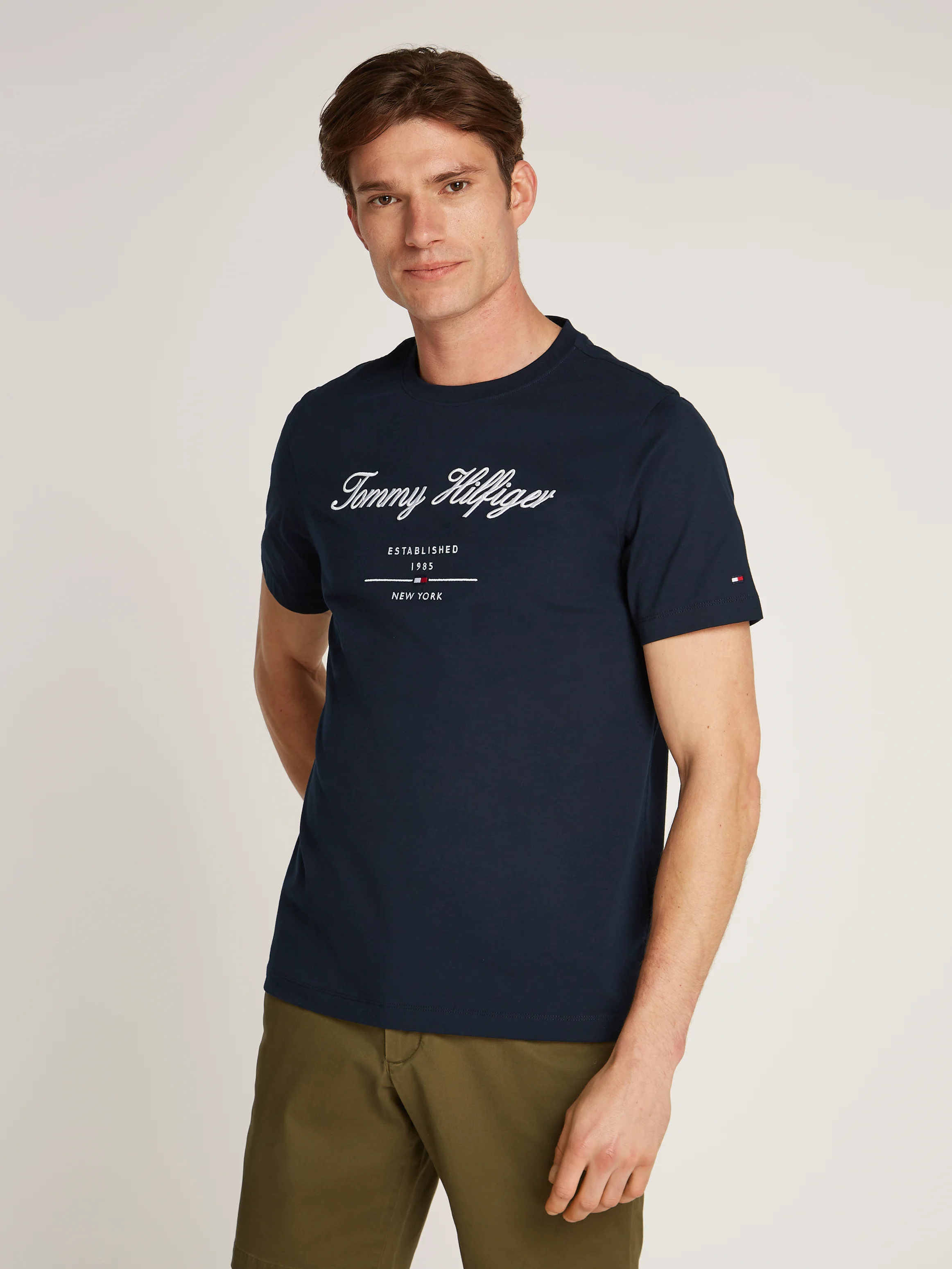 Tee-shirt à logo brodé en coton | Bleu