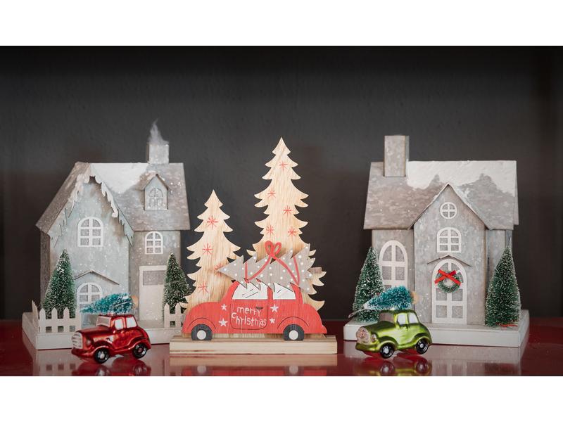 Dameco Aufsteller XMAS Haus, 25 cm, Grau LED Innendekoration