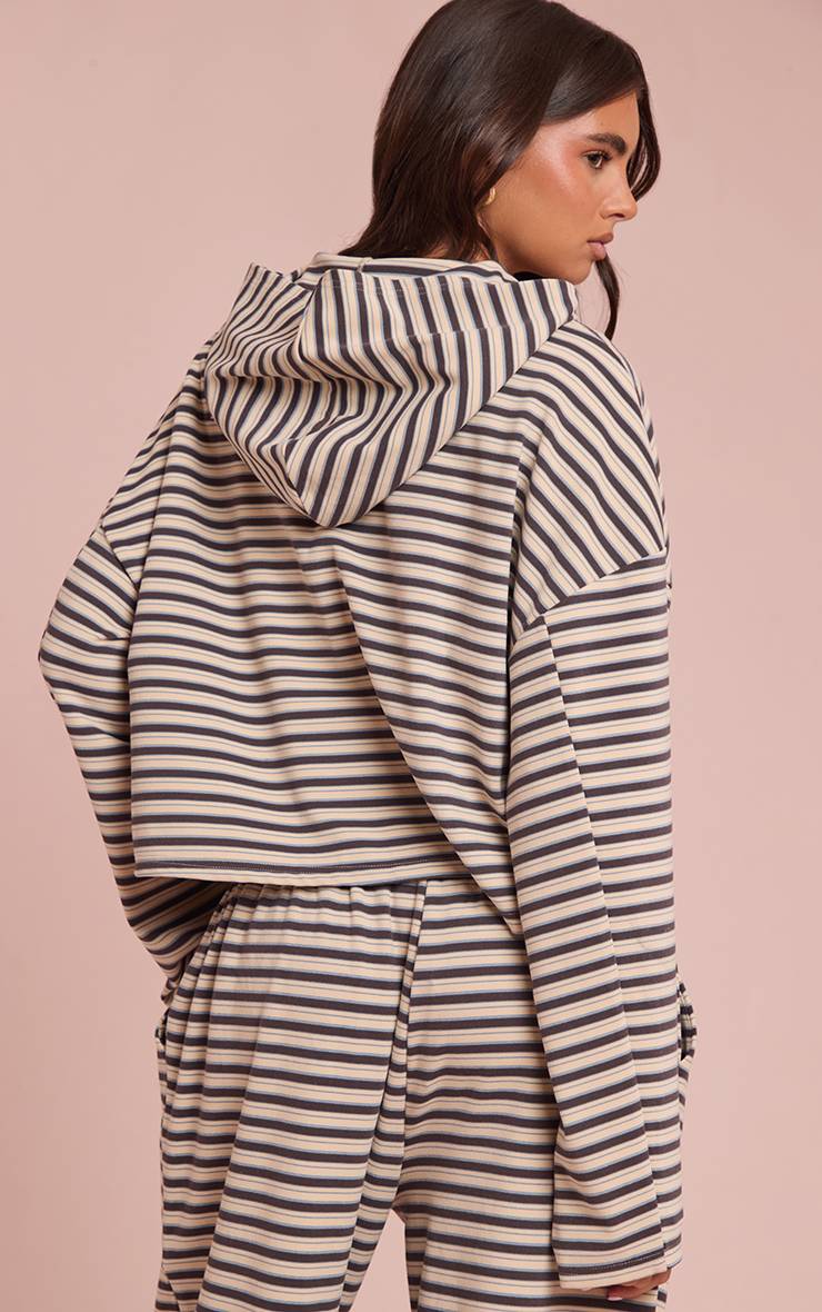 Marron Sweat À Casynthétiqueche Zippé En Polaire Douce Rayée