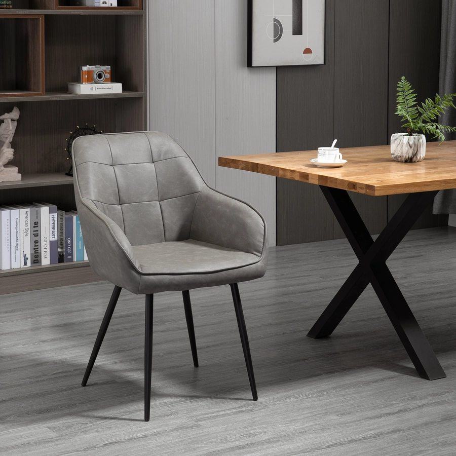 HOMCOM Stuhl Wannenförmiges Design, Robuste Metallbeine Grau