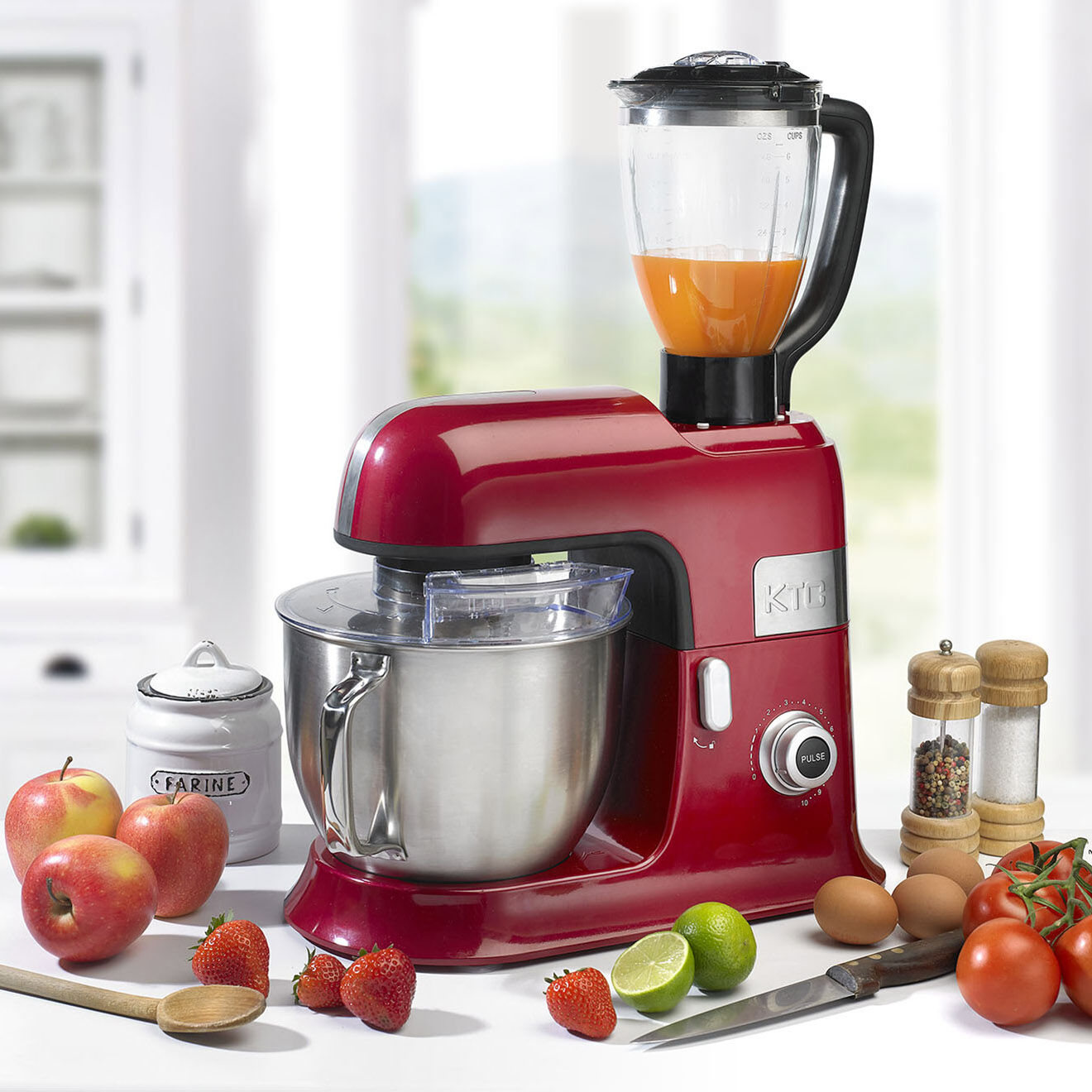 Kitchencook Robot pétrin avec bras amovible à 35° rouge - 1.5 L