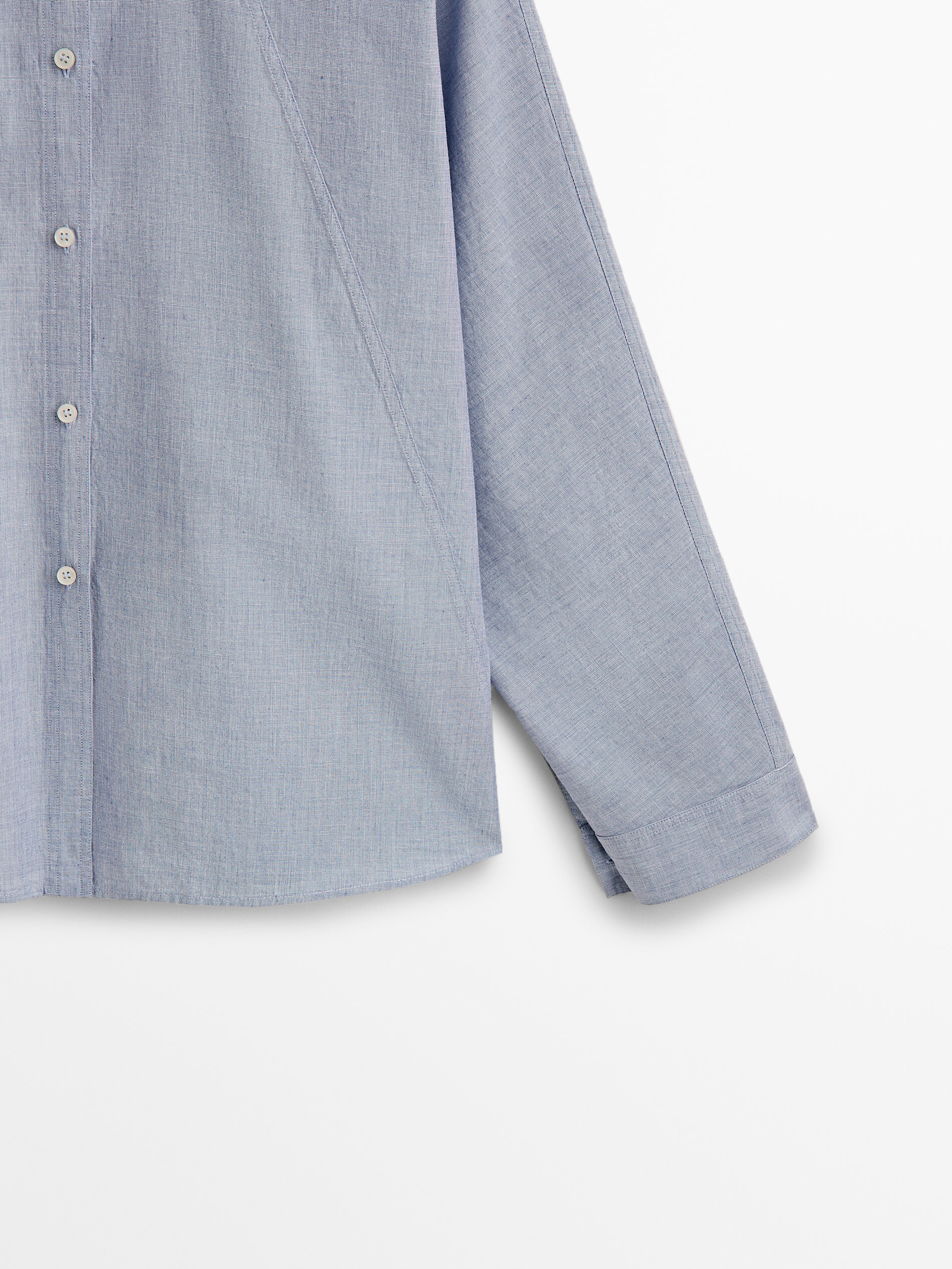 Camisa de algodão chambray - AZUL