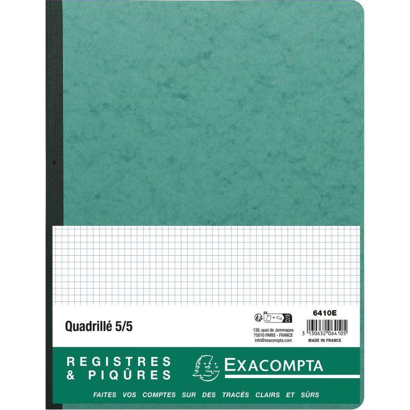 Registre quadrillé 5 x 5 folioté 80 pages Exacompta 6410E - 25 x 32 cm