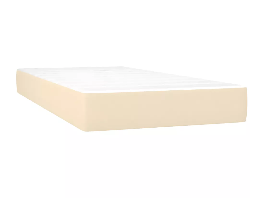 Sommier tapissier avec matelas et LED Crème 80x200cm Tissu