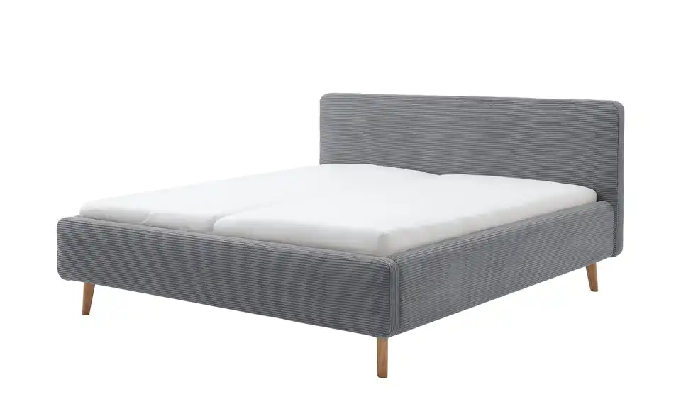 Polsterbettgestell Mattis Grau Cordstoff 140 cm ohne Bettkasten