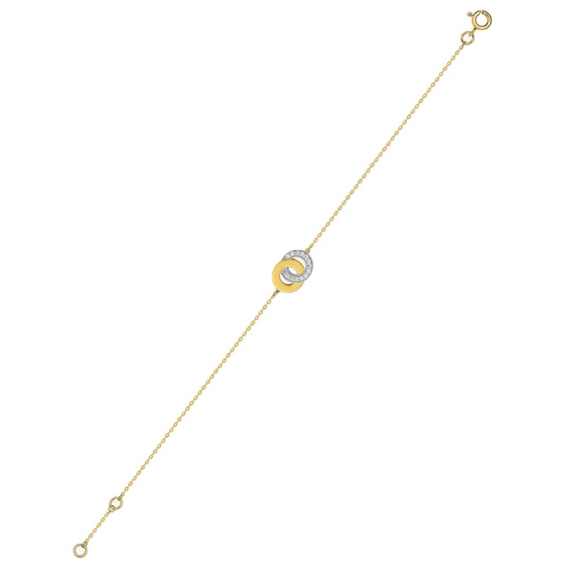 Bracelet Femme - Oxyde de zirconium - Or 18 Carats - Longueur : 18 cm