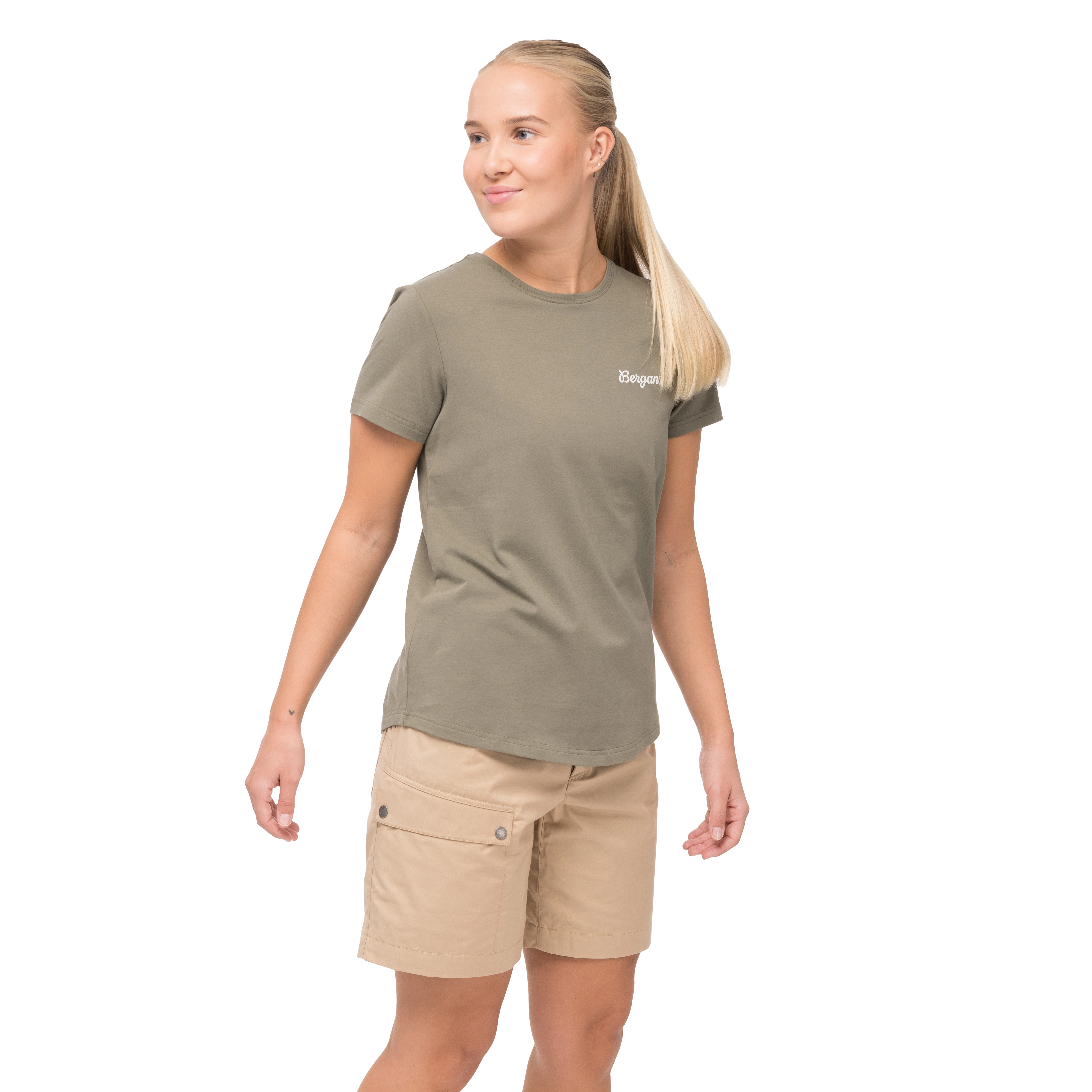 Nordmarka Organic Cotton Print Tee Women Green Mud