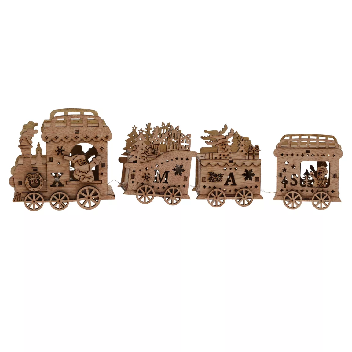 Train lumineux à piles (26 cm) Bois sculpté