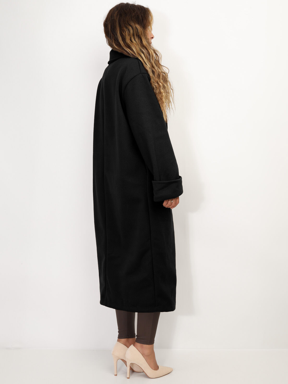 Manteau oversize en maille texturée- Noir