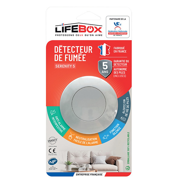 Détecteur de fumée Lifebox Serenity 5 diamètre 7,9 cm