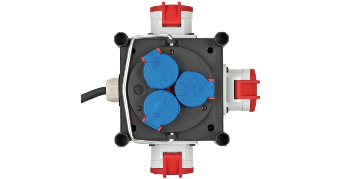 BrennenstuhlCompacte rubberen stroomverdeler BSV 3 LS E/16 2 IP44 1 meter stekkerdoos  (Zwart, 3x geaard, 3x CEE)
