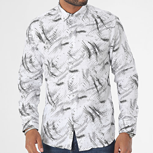 Chemise Manches Longues Blanc Gris