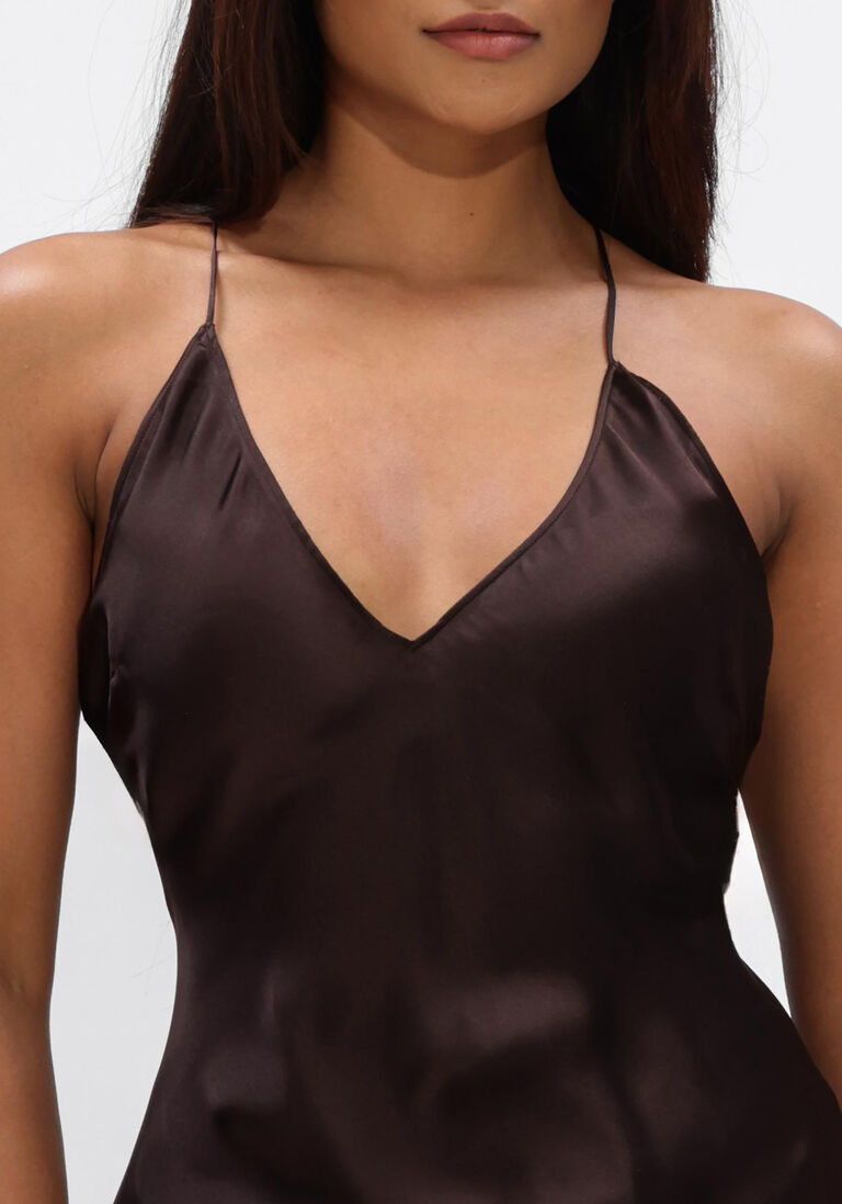 bruine anine bing jurken laurel dress deep brown