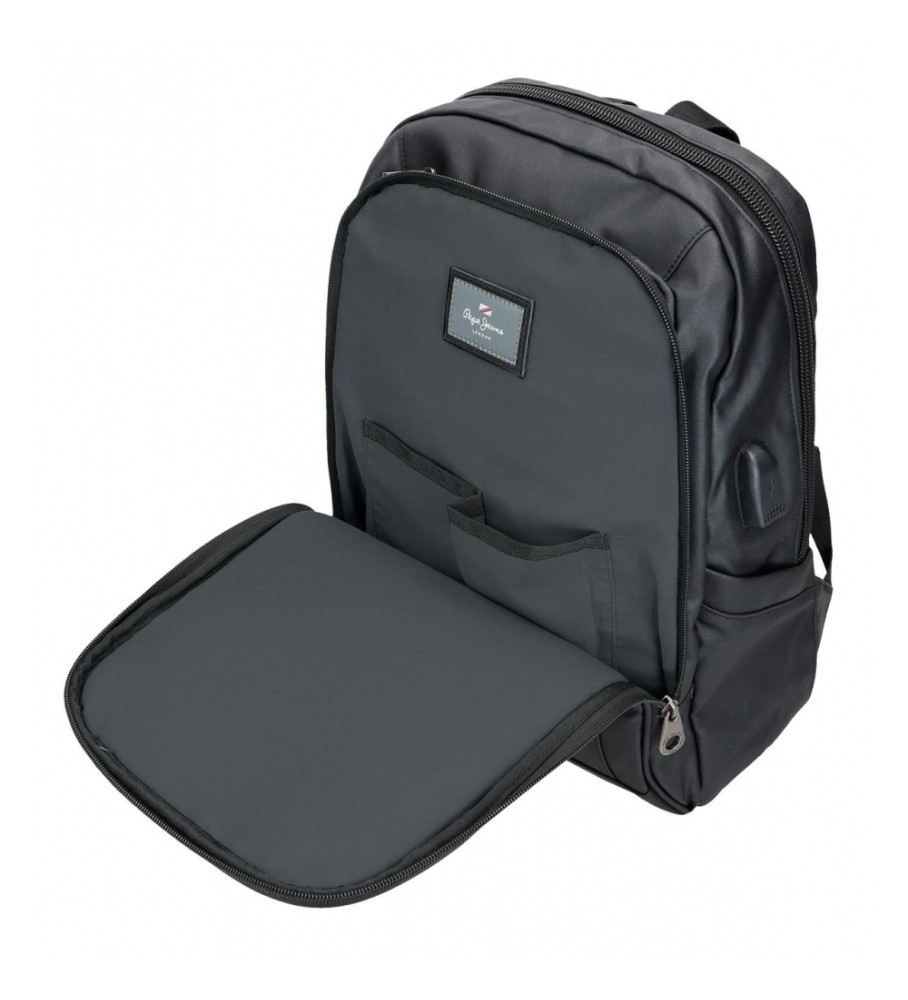 Mochila para computador Pepe Jeans Hatfield com dois compartimentos, preta.