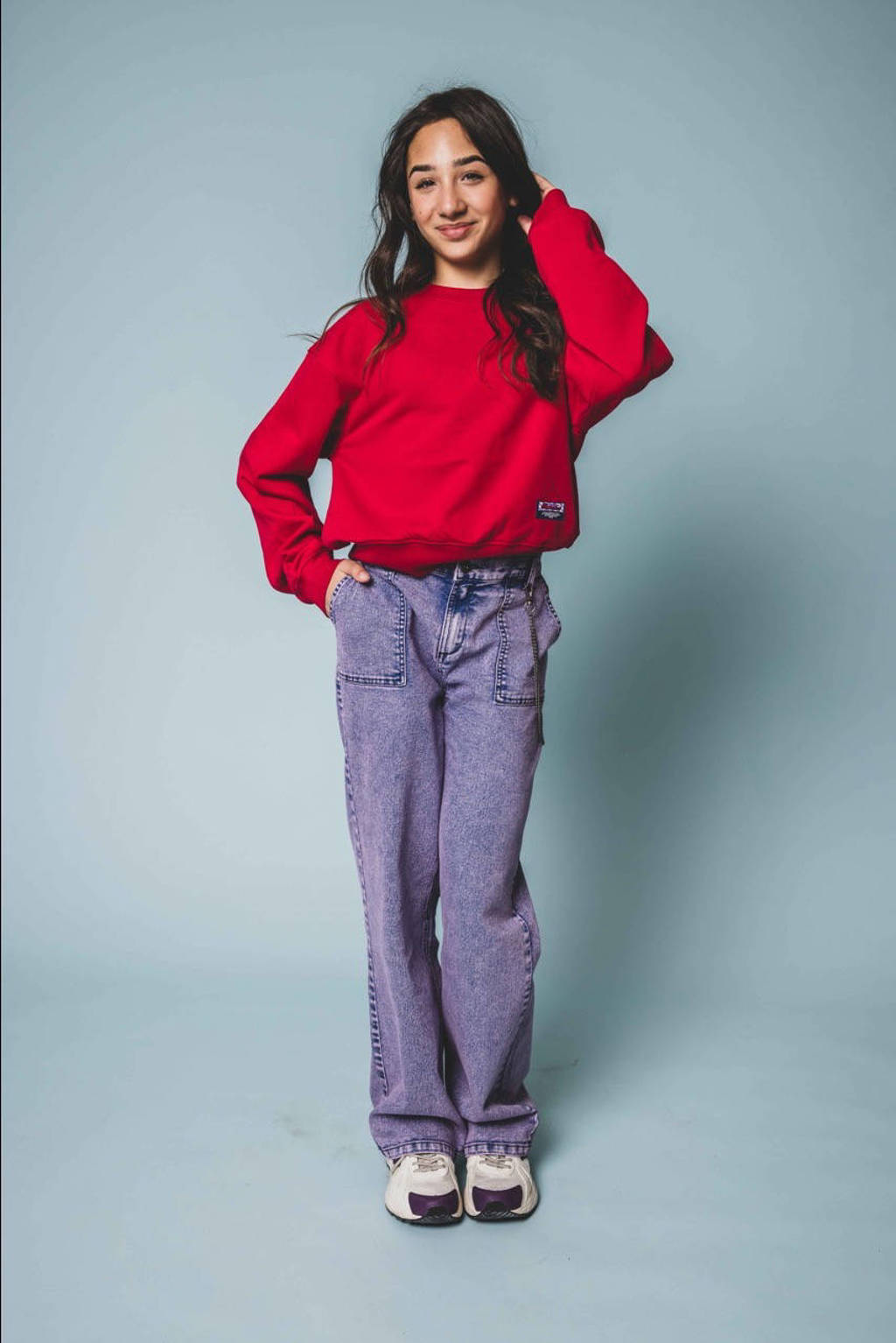 LOOXS wide leg regular waist paars