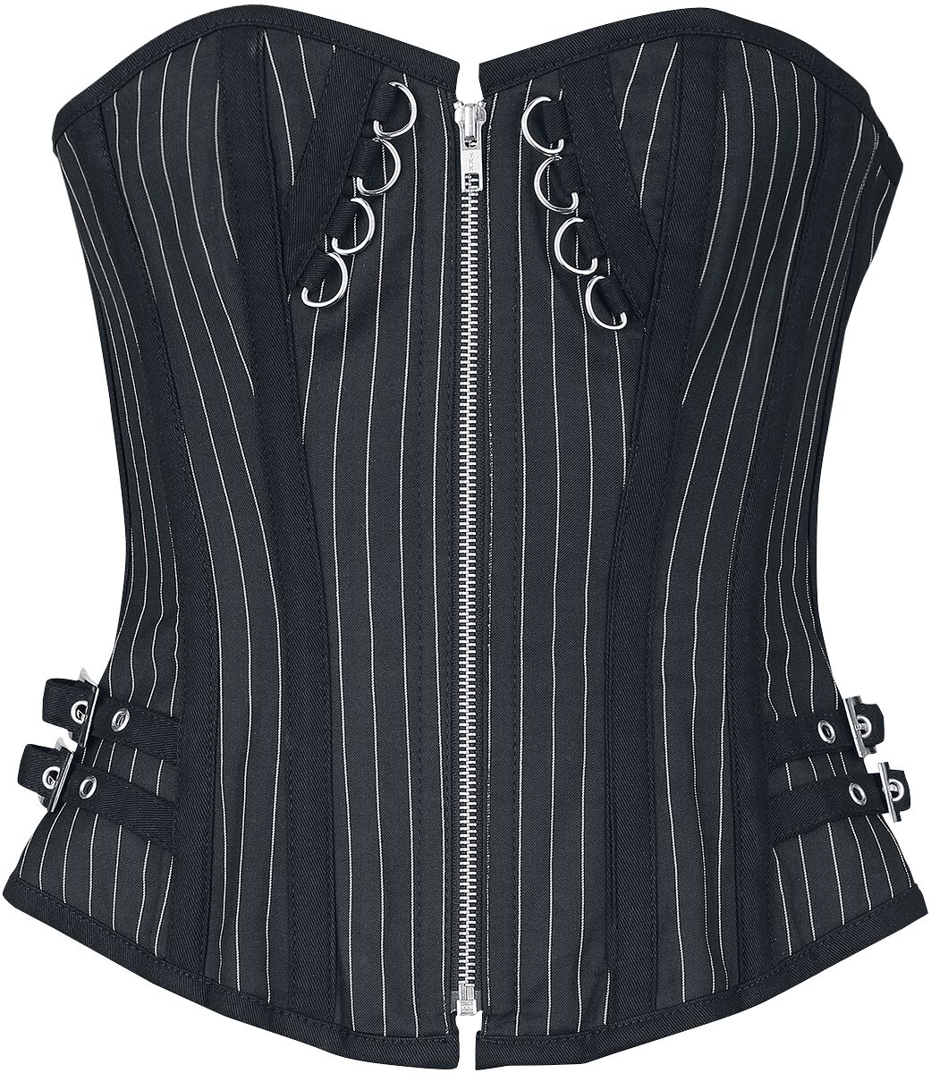 Corset rayé avec fermeture Éclair | Gothicana by EMP Corset