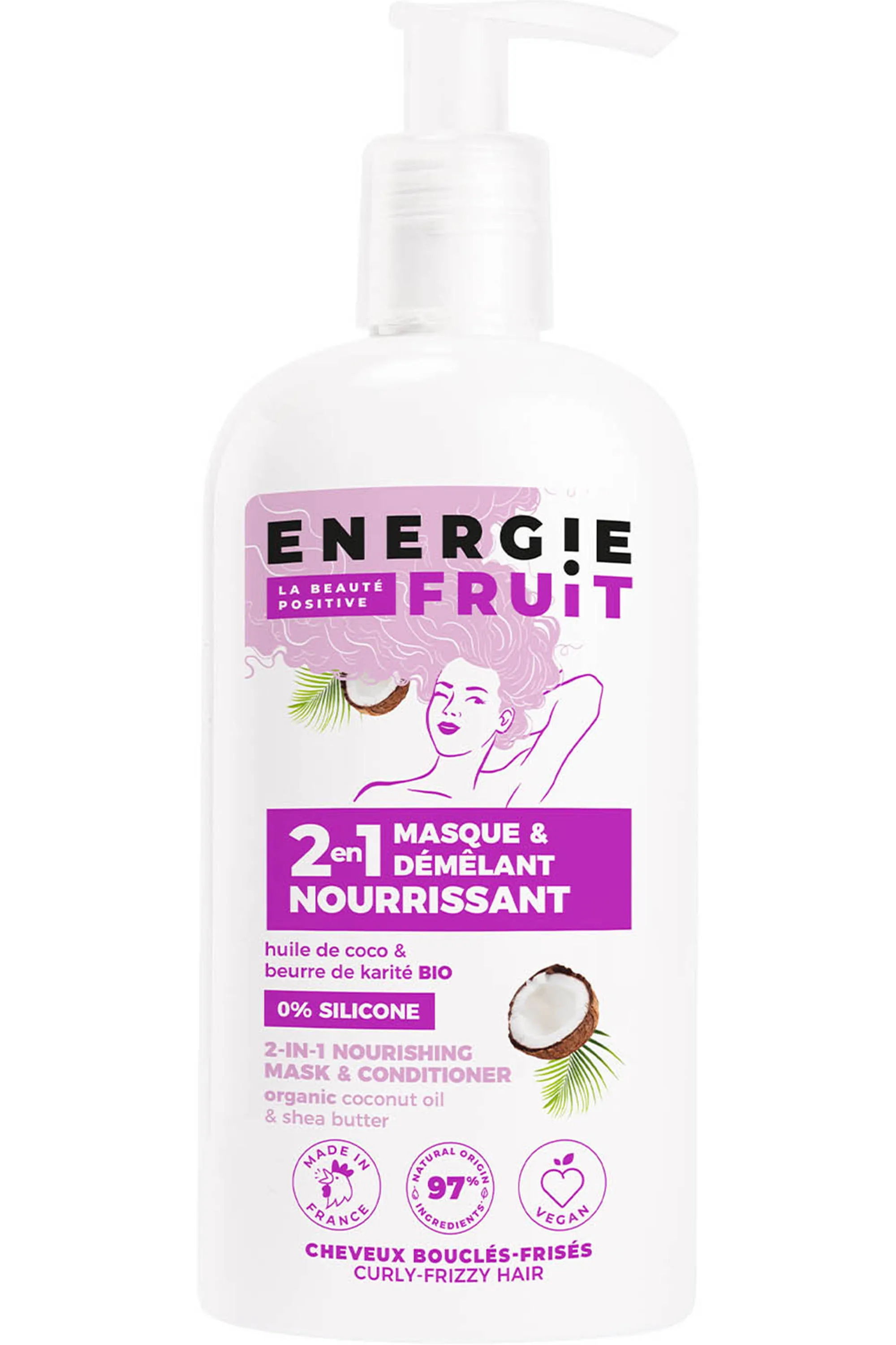 Energie Fruit Masque capillaire 2-en-1 pour cheveux bouclés au coco & beurre de karité-300 ml