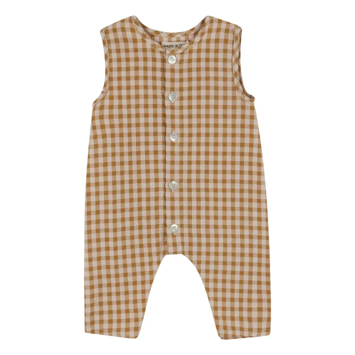 Babe & Tess Combishort Vichy Boutonnée | Camel