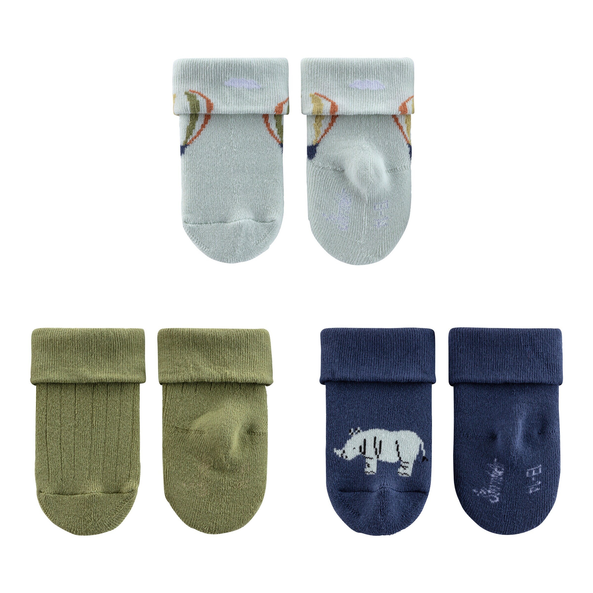 Sterntaler 3er-Pack Socken Ballon Nashorn mint/grün/marine