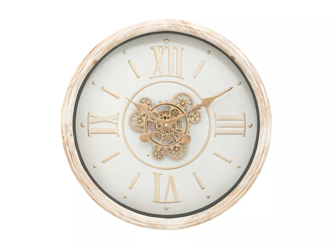 Pendule murale look vintage avec rouages mobiles D 49.5 cm