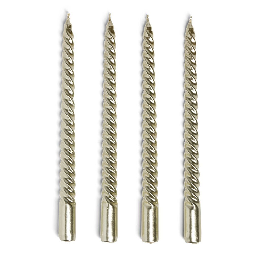 Bougie chandelle torsadée doré x4