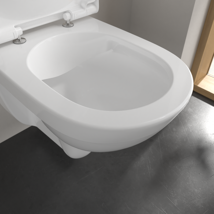 Villeroy & Boch ViCare randloos toilet met softclose zitting en design handgrepen wit glans
