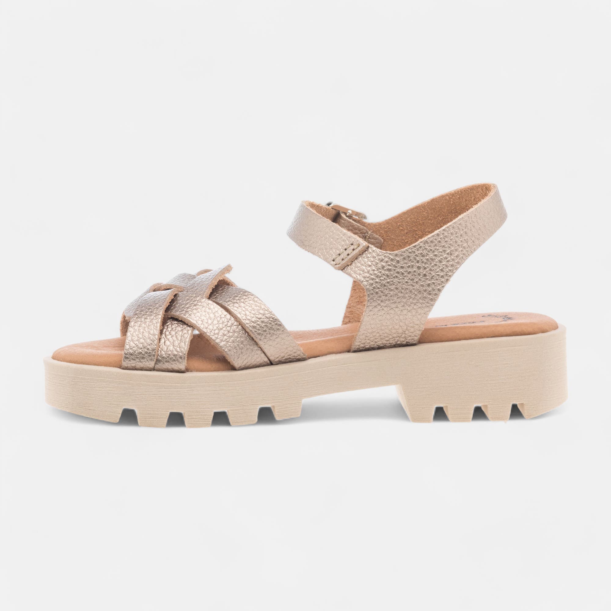 Sandales Fille en cuir or