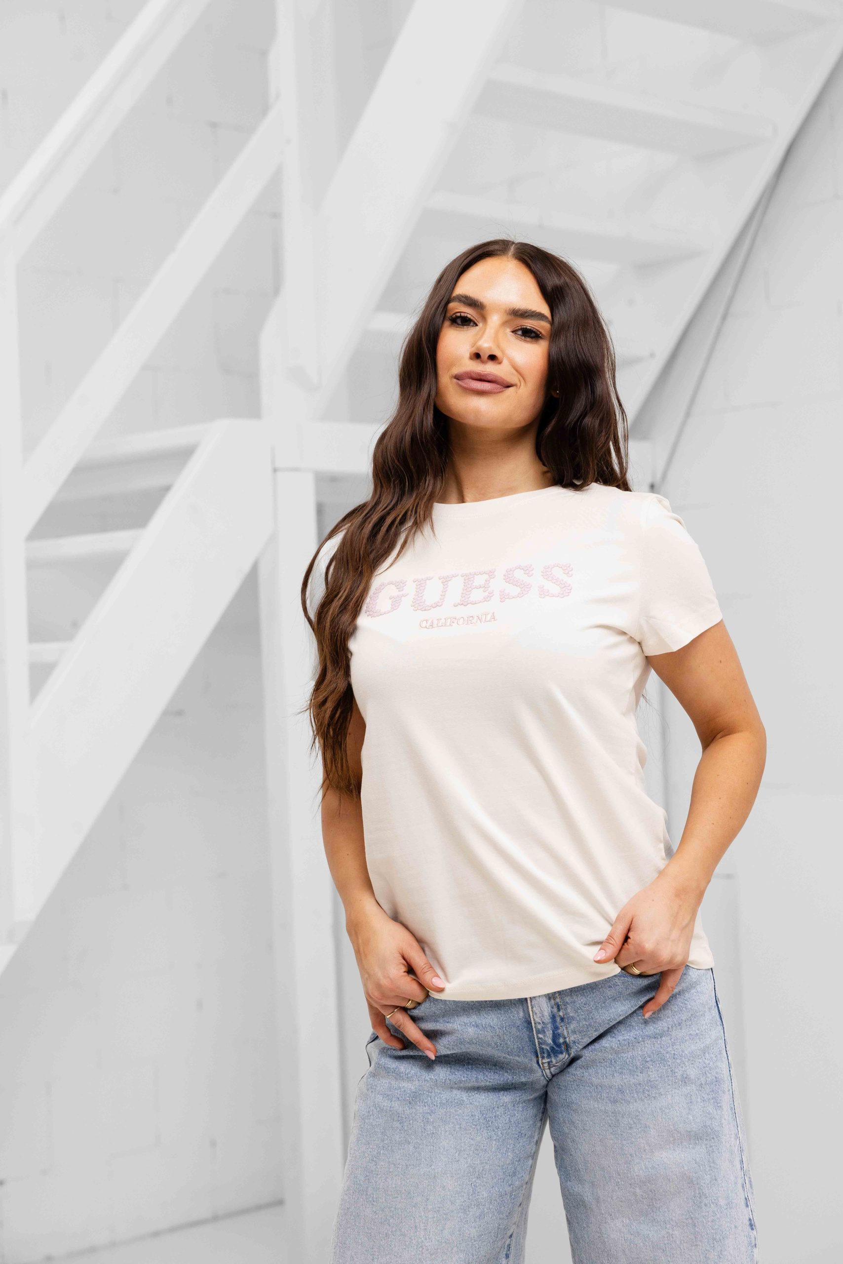 Guess Giuditta T-Shirt Dames Gebroken Wit