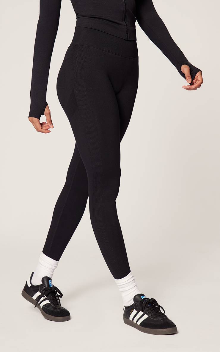 Noir Legging Sans Couture Froncé Au Fessier