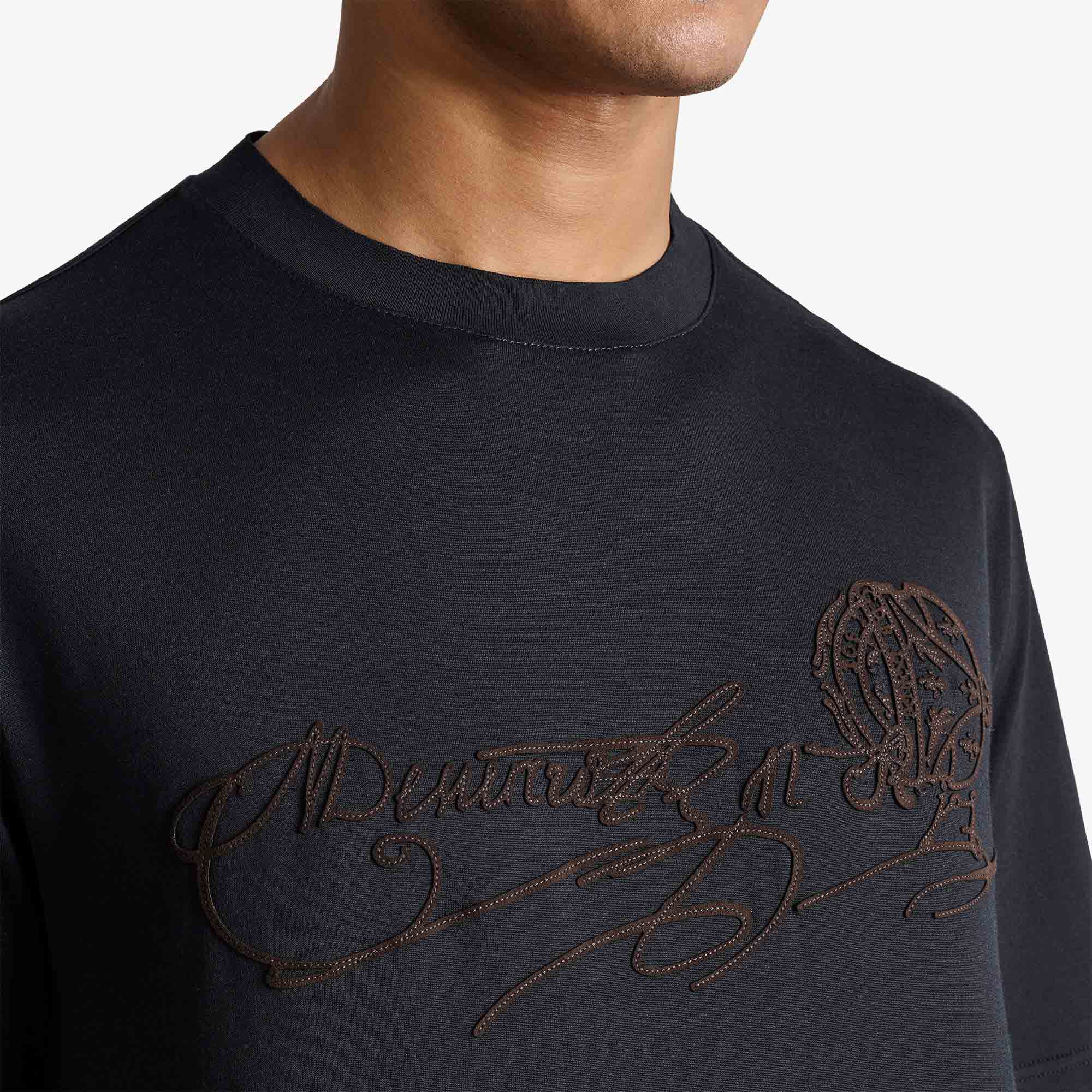 T-Shirt Scritto Avec Effet Suede