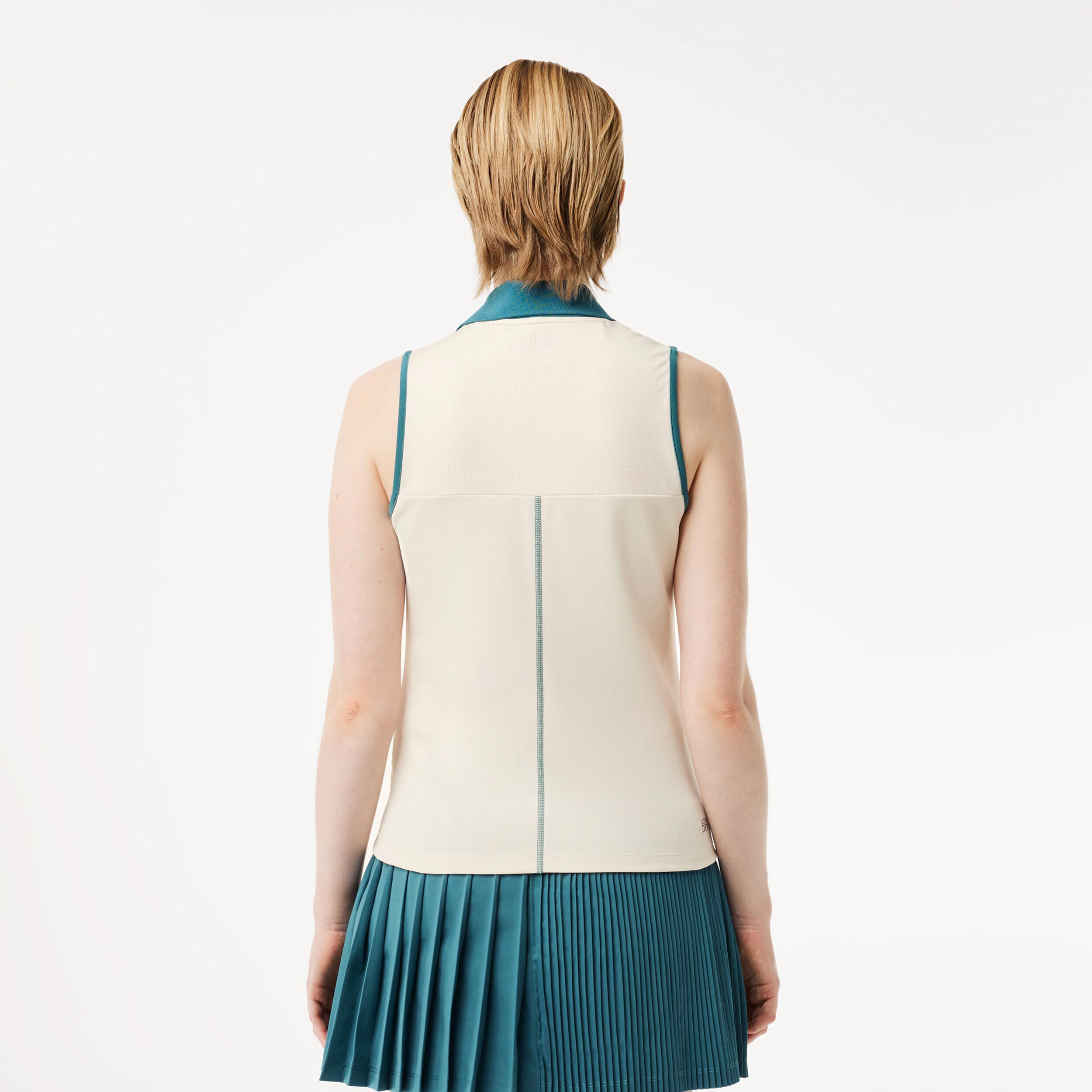 Lacoste Polo Femmes - Blanc , Bleu Petrol