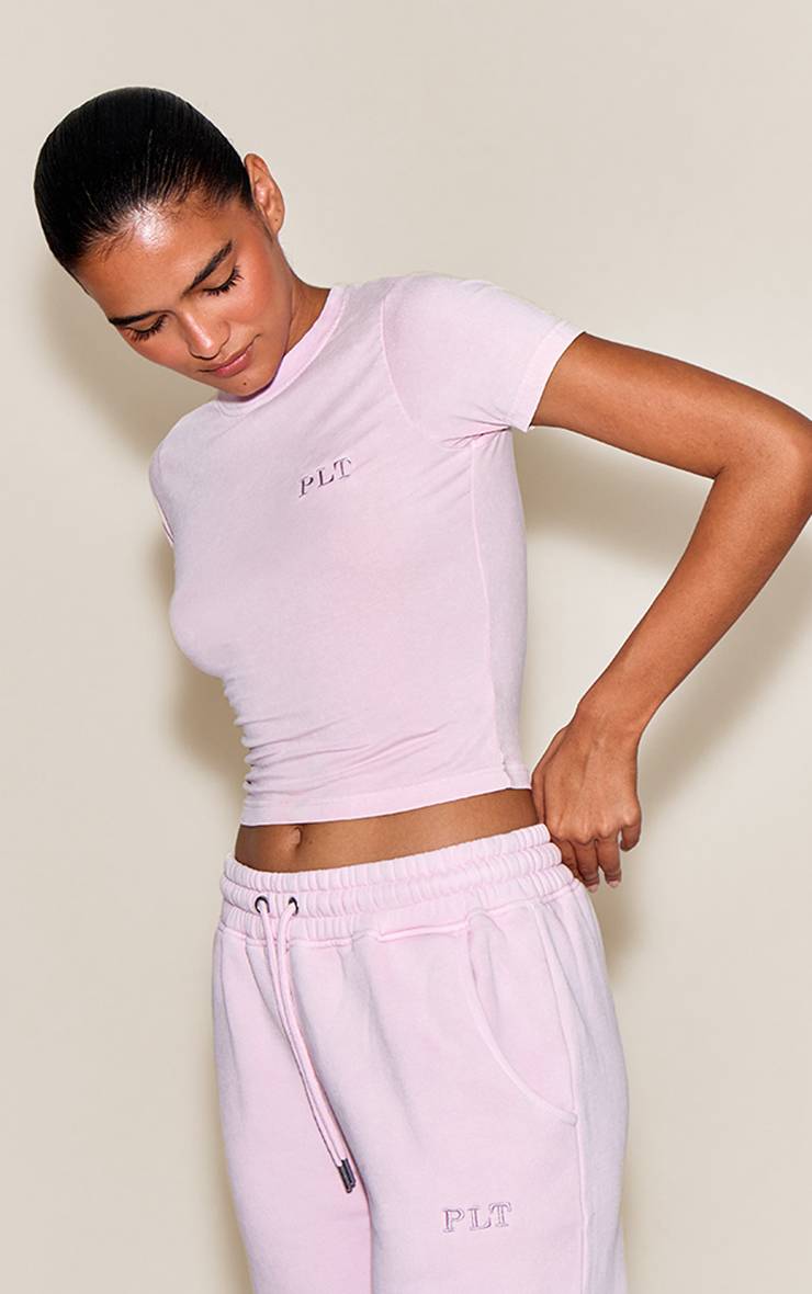 Rose Clair T-shirt Ajusté Délavé